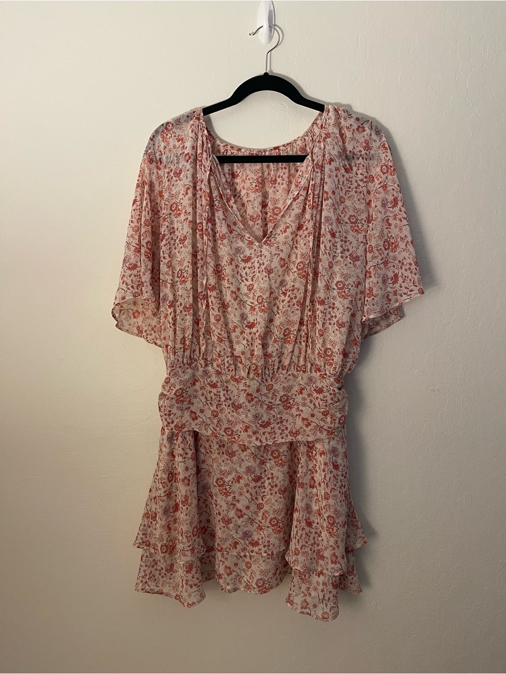Abercrombie & Fitch Cream Dress with Coral Floral Print
